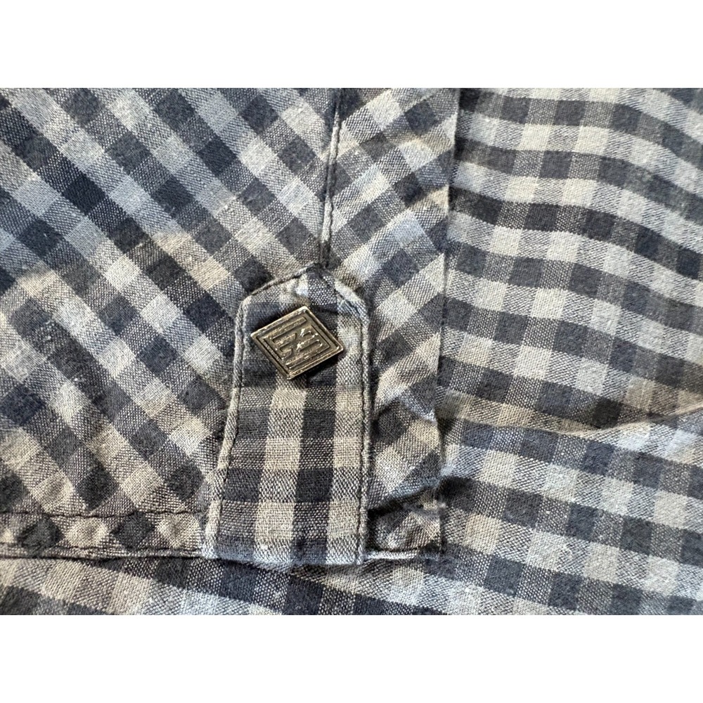 Enyce Mens 2XL Button Up Short Sleeve Gingham‎ Black White Plaid - Picture 3 of 7